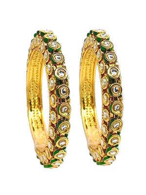 Gold plated toda kundan meenakari set of 2 bangles 2