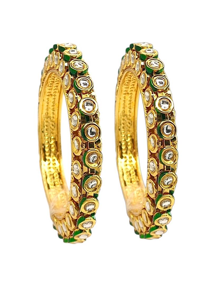 Gold plated toda kundan meenakari set of 2 bangles