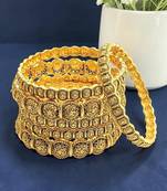Set of 6 antique gold plated filigree design bangle set