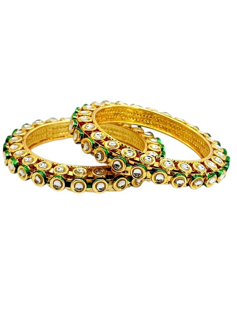 Gold plated toda kundan meenakari set of 2 bangles