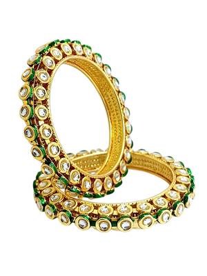 Gold plated toda kundan meenakari set of 2 bangles 4