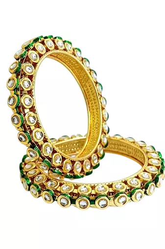 Gold plated toda kundan meenakari set of 2 bangles
