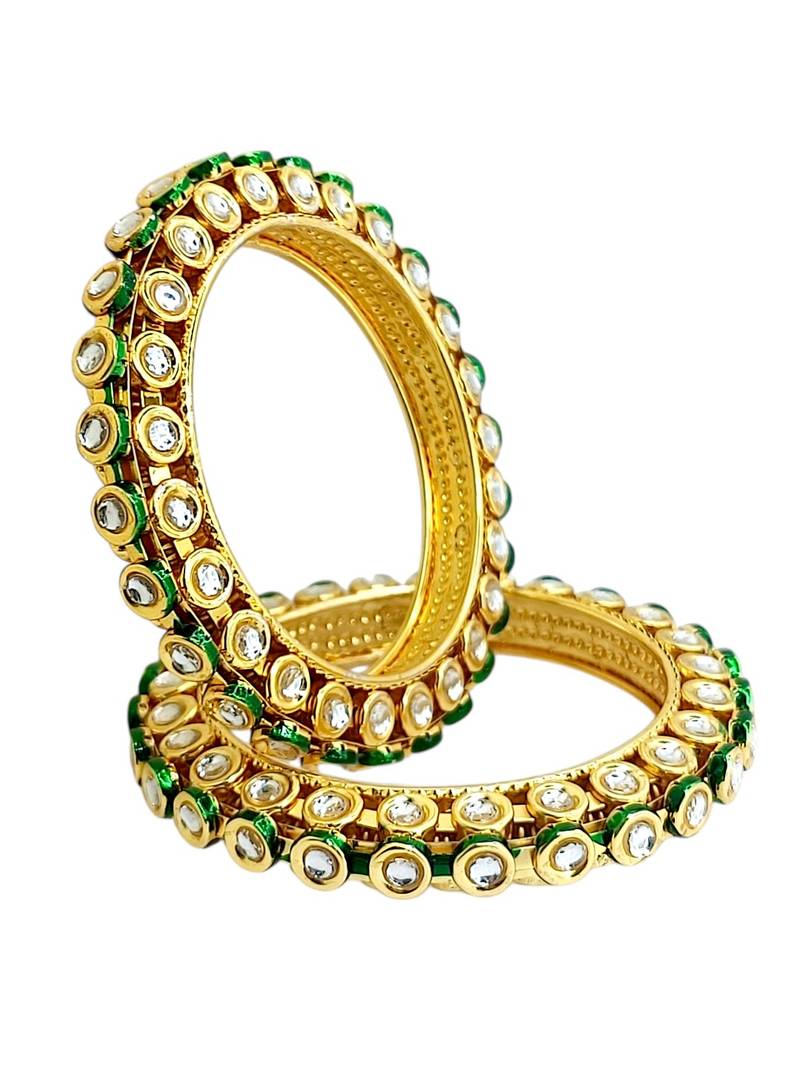 Gold plated toda kundan meenakari set of 2 bangles