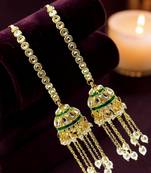 Gold plated set of 2 kundan jhumka bangles