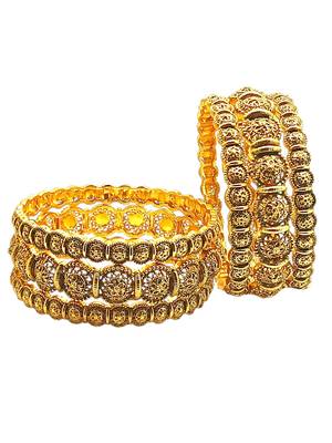 Set of 6 antique gold plated filigree design bangle set 3