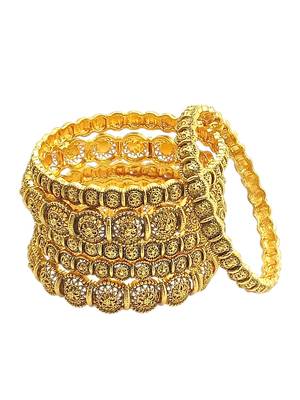 Set of 6 antique gold plated filigree design bangle set 4