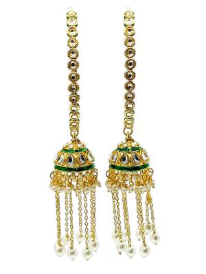 Gold plated set of 2 kundan jhumka bangles 3