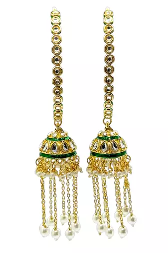 Gold plated set of 2 kundan jhumka bangles