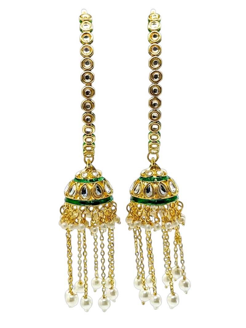 Gold plated set of 2 kundan jhumka bangles