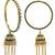 Gold plated set of 2 kundan jhumka bangles