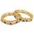 Set of 2 gold plated geometric cutout design bangle set