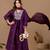 Wine mul chanderi embroidered anarkali kurta set with dupatta for women