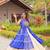 Blue colour Pure Cotton Gamthi Work Lehenga Set