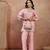  blush & bead dusky pink & pastel multi suede embellished clutch