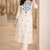 White Blue Embroidered Cotton Kurta & Pant Set