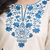 White Blue Embroidered Cotton Kurta & Pant Set