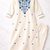 White Blue Embroidered Cotton Kurta & Pant Set