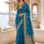 Teal blue soft silk blend woven designer saree