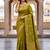 Light green soft silk blend woven designer saree