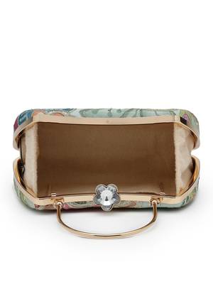  woven reverie mint green multi abstract floral embroidered clutch 6