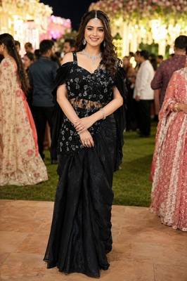 Luxury black fandy satin ready-to-wear saree with heavy worked  stiched blouse     wedding & party 1