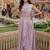 Graceful women's lavender embroidered ready to wear satin saree with stiched blouse