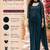 Designer teal blue premium lycra ready-to-wear saree with sequins embroidered stiched blouse