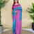 Blue zari weaving banarasi silk blend saree with imaginative blouse piece