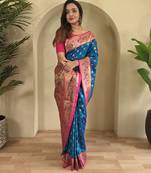 Royal blue silk blend saree