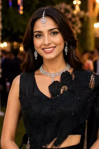 Trending black premium satin crush ready-to-wear saree with heavy worked stiched blouse     wedding & party wear