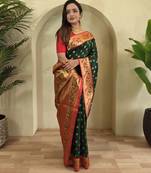 Green color silk blend saree