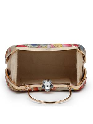  woven reverie beige multi abstract floral embroidered clutch 6