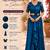 Designer blue fandy satin ready-to-wear saree with embroidered stiched blouse     wedding & party wear
