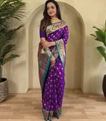 Violet paithani silk blend saree