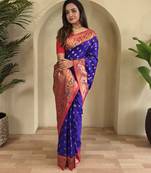 Purple color silk blend saree