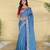 Blue color embroidery and floral,bird parttern work art silk saree