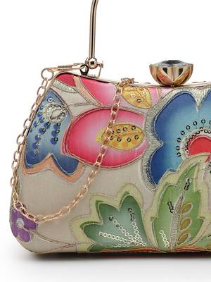  woven reverie beige multi abstract floral embroidered clutch 7