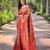 Elegant orange silk blend saree with contrast weaving border