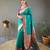 Rama green color silk blend saree with rich contrast weaving pallu & border and beautiful buttis