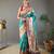 Rama green style silk bland zari weaving contrust border saree with blouse