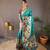 Rama green soft silk blend saree with rich weaved heavy pallu & 3d traditional design with gold and silver zari