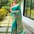 rama green silk blend saree with meenakari motifs
