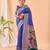 Navy blue bandhani weaving saree with paithani pallu