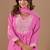 Pink mul chanderi embroidered anarkali kurta set with dupatta for women