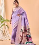 Lavender bandhani weaving saree with heavy pallu