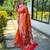 Women's orange woven silk blend saree with blouse piece