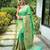 Lemon silk blend saree with meenakari motifs
