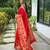 Red silk blend saree with meenakari motifs