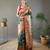 Green style silk blend zari weaving contrust border saree with blouse