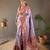 Lavender style silk blend zari weaving contrust border saree with blouse